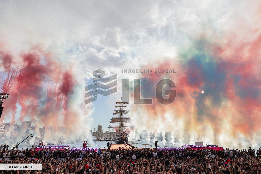 Arrival Of The Olympic Flame In Marseille