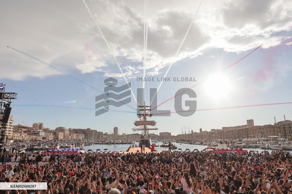 Arrival Of The Olympic Flame In Marseille