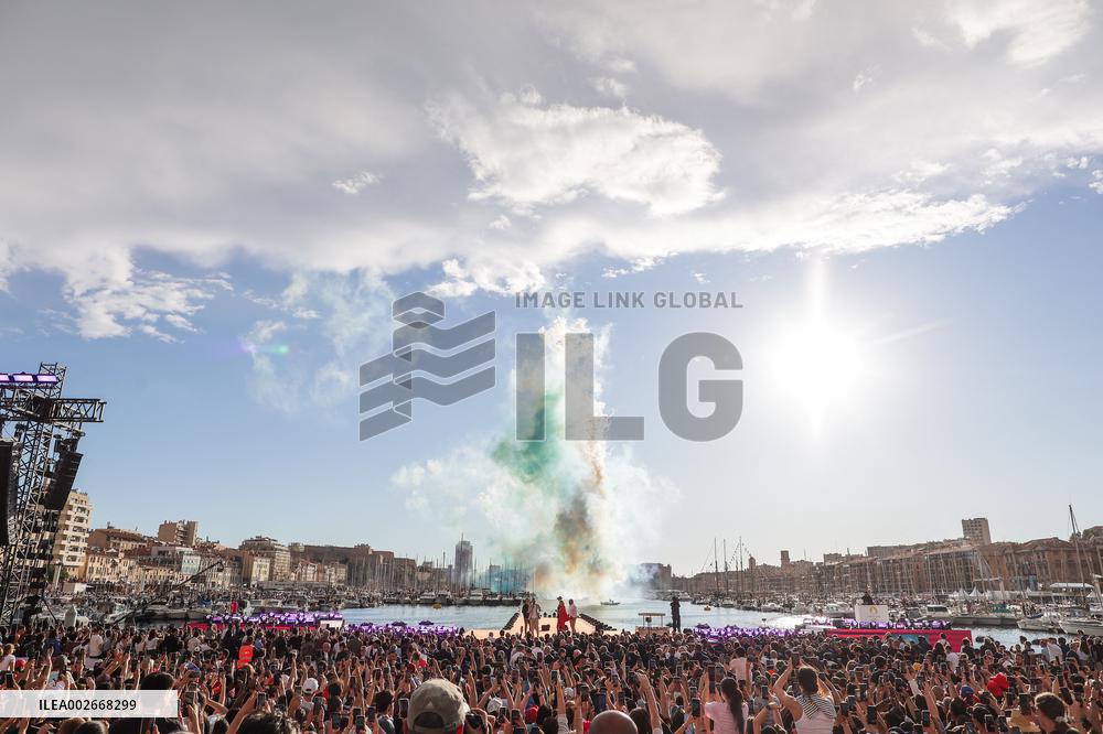 Arrival Of The Olympic Flame In Marseille