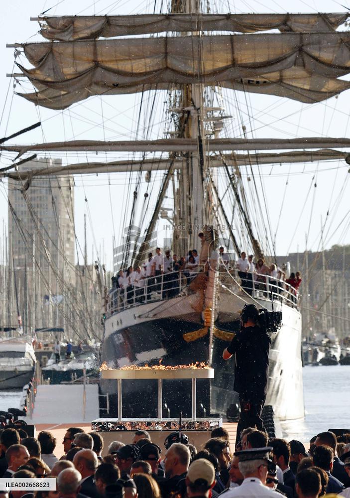 Paris Olympic flame arrives in Marseille