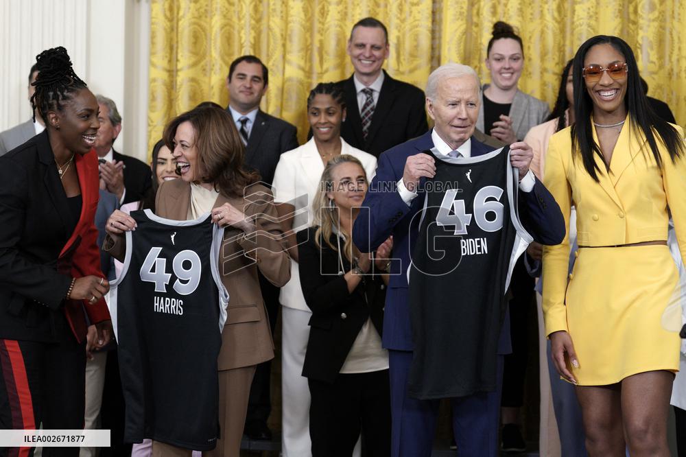 Joe Biden welcomes the Las Vegas Aces - Washington