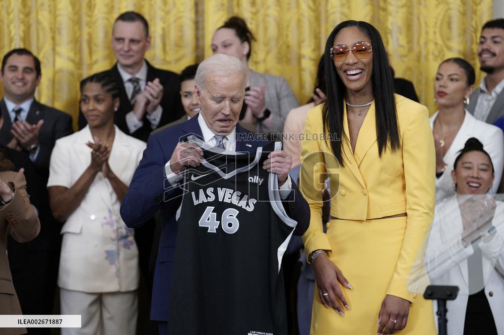Joe Biden welcomes the Las Vegas Aces - Washington