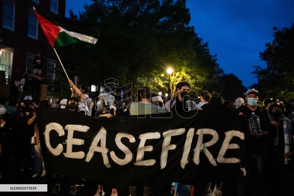 GWU Students Rally At Site Of Cleared Gaza Solidarity Encampment - DC