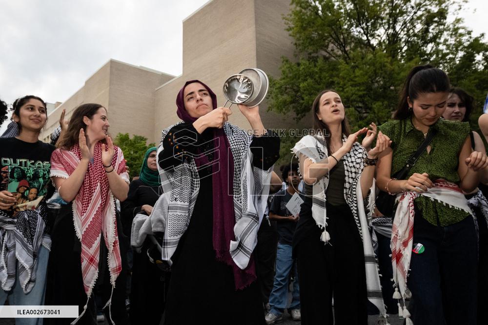 GWU Students Rally At Site Of Cleared Gaza Solidarity Encampment - DC