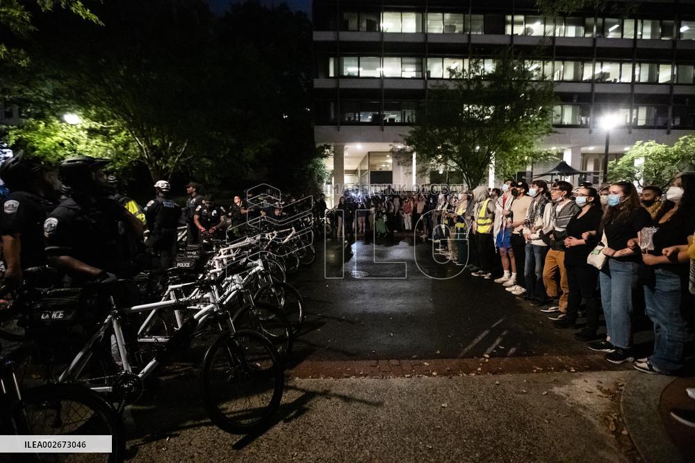 GWU Students Rally At Site Of Cleared Gaza Solidarity Encampment - DC