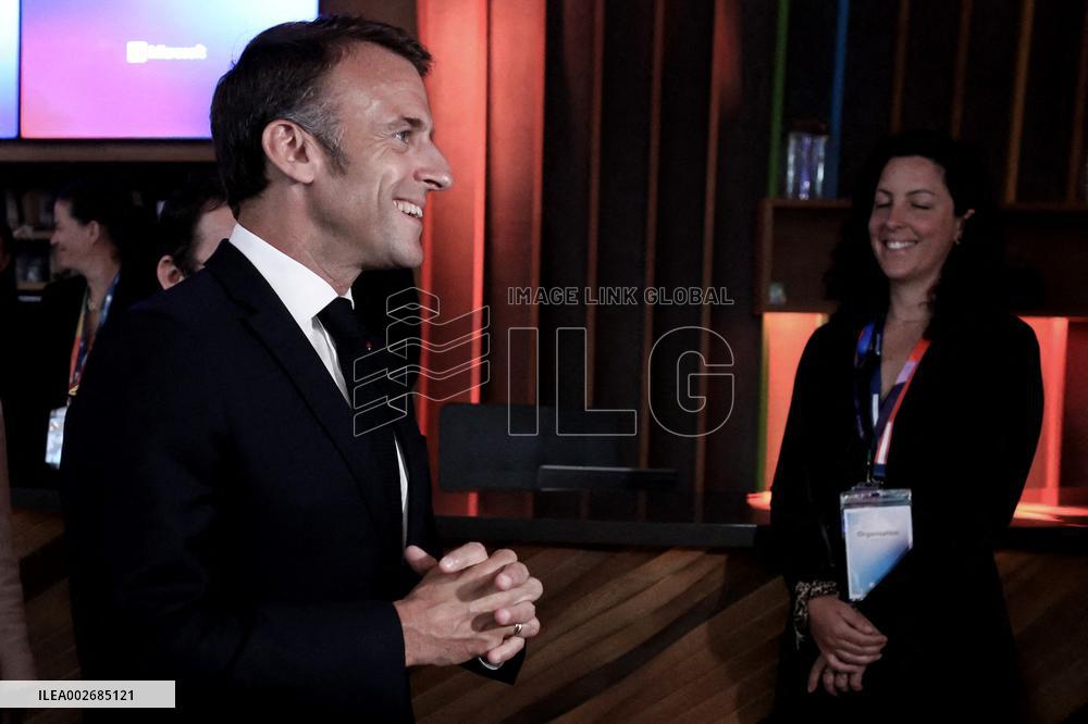 President Macron At The Microsoft Headquarters In Issy-les-Moulineaux