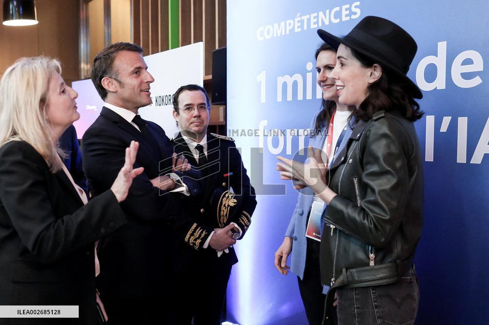 President Macron At The Microsoft Headquarters In Issy-les-Moulineaux