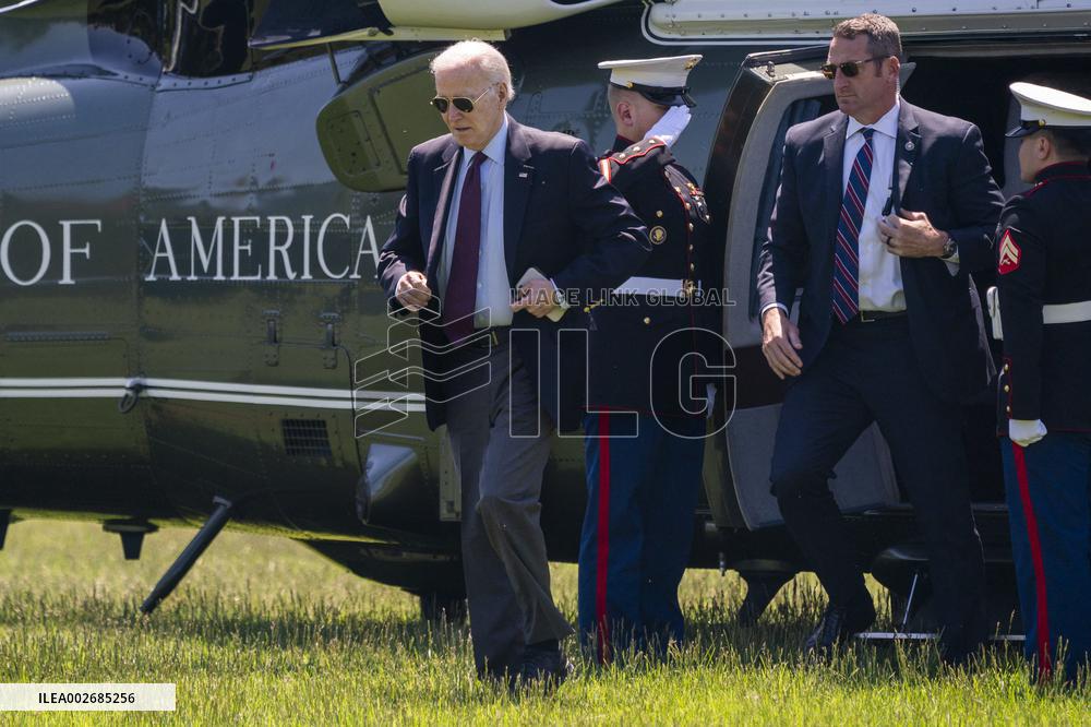 US President Joe Biden returns to Washington from Rehoboth Beach, Delaware
