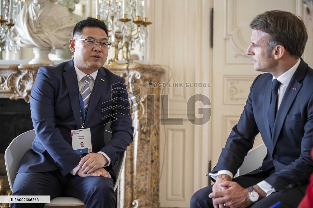 President Macron Meets SVOLT CEO Hongxin Yang - Versailles