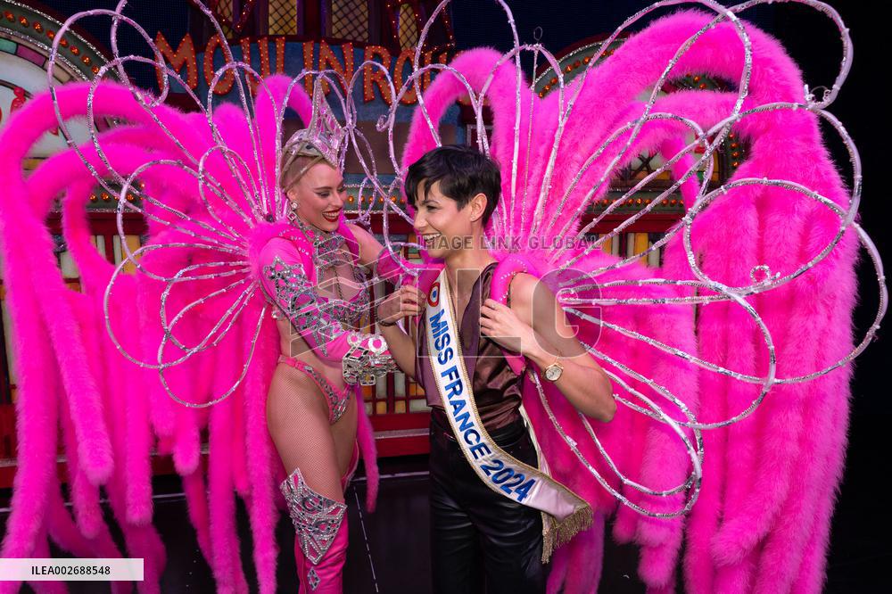 Exclusive - Miss France Visits The Moulin Rouge - Paris