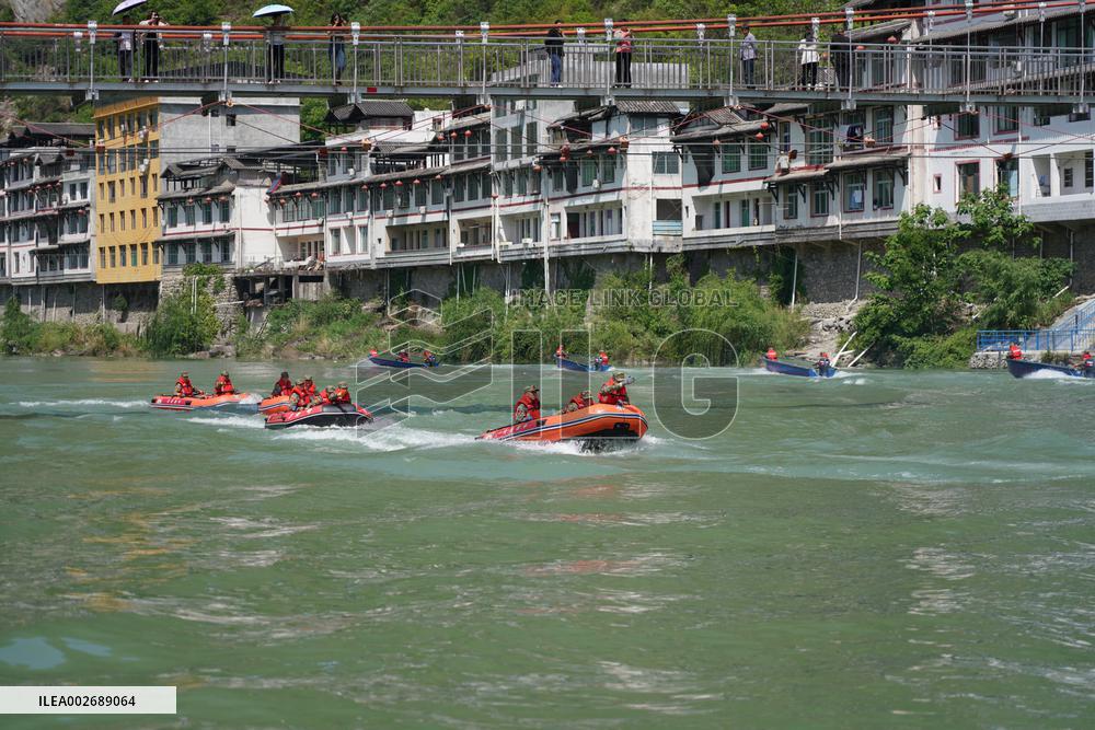 A Water Rescue Drill in Longnan