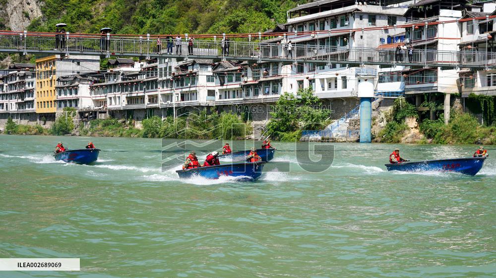 A Water Rescue Drill in Longnan