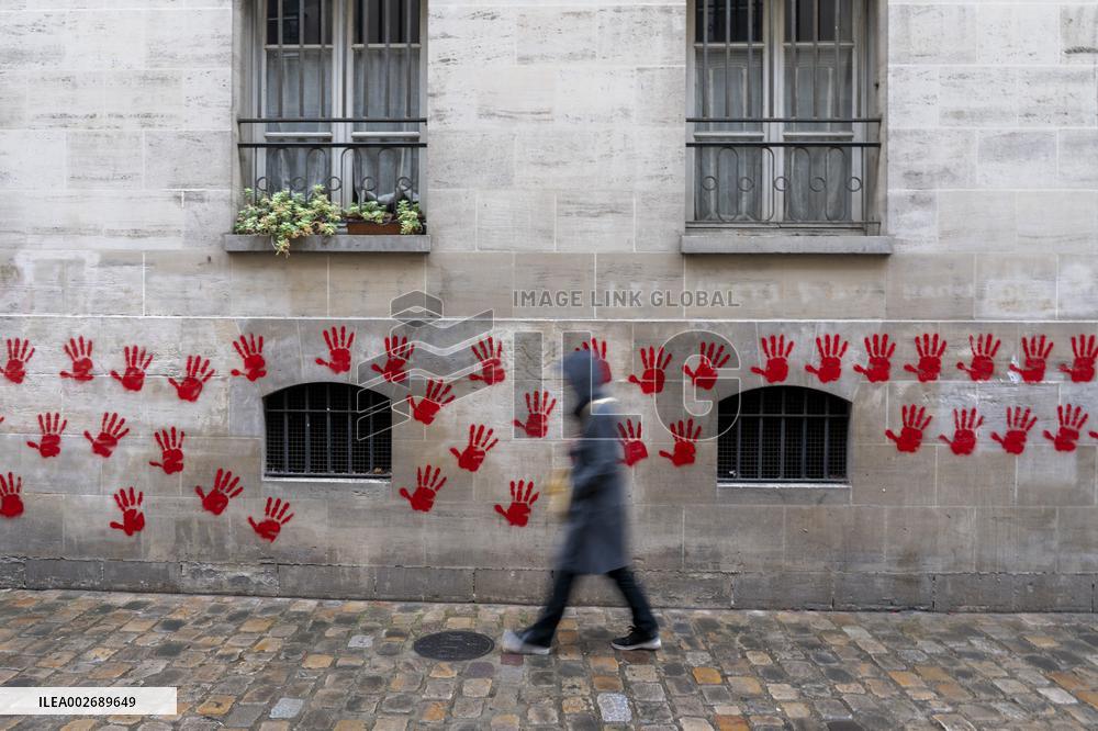 Red Hands Vandalize Shoah Memorial - Paris
