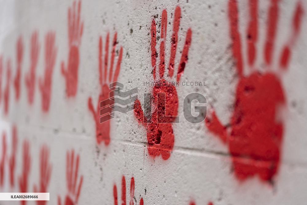 Red Hands Vandalize Shoah Memorial - Paris