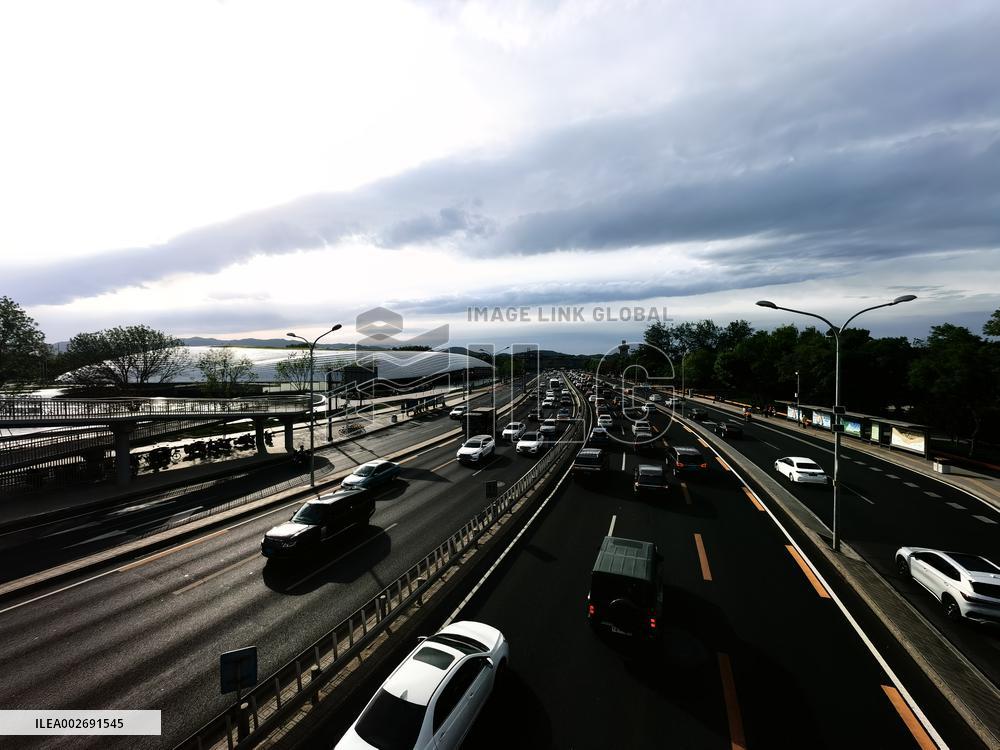 Traffic Flows at Sunset  in Beijing