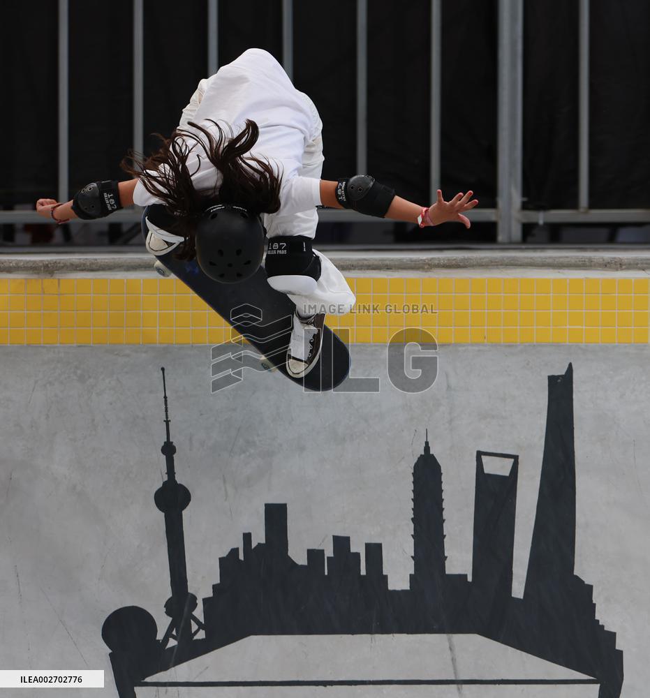 (SP)CHINA-SHANGHAI-OLYMPIC QUALIFIER SERIES SHANGHAI-SKATEBOARDING-WOMEN'S PARK-PRELIMS (CN)