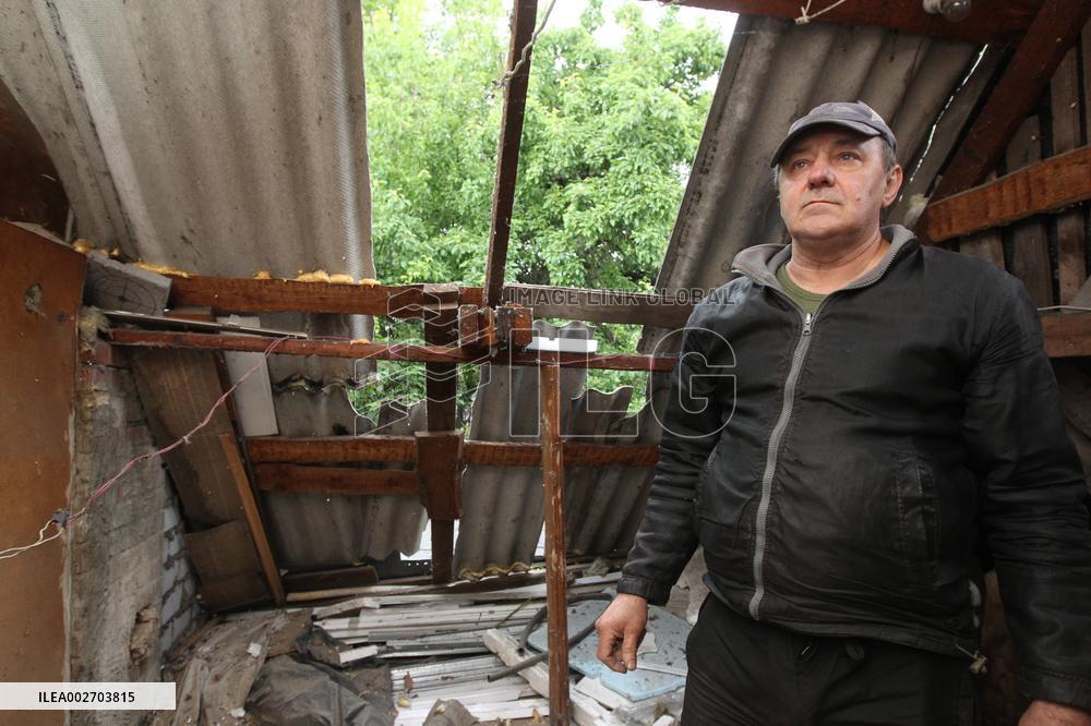 Damage caused by Russian rocket debris in Dnipro