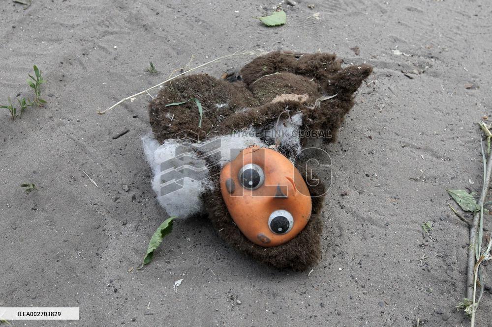 Damage caused by Russian rocket debris in Dnipro