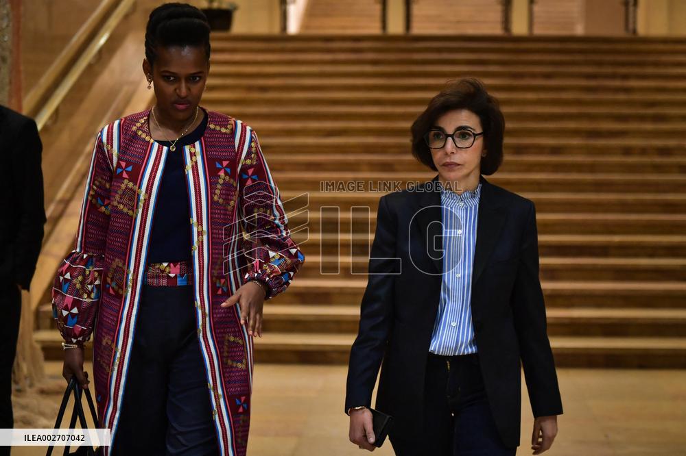 French Culture Minister Rachida Dati visits the Rwanda Eio in Paris FA