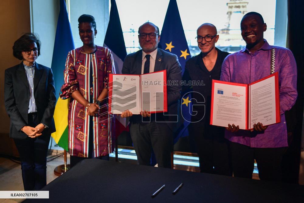 French Culture Minister Rachida Dati visits the Rwanda Eio in Paris FA