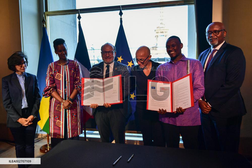 French Culture Minister Rachida Dati visits the Rwanda Eio in Paris FA
