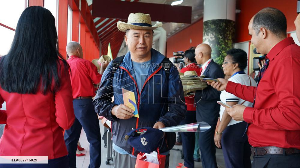 CUBA-HAVANA-1ST BEIJING-MADRID-HAVANA FLIGHT-ARRIVAL