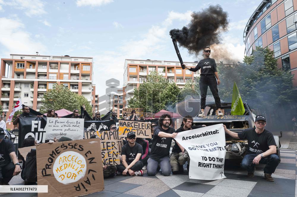 Protest Against ArcelorMittal, 2024 Olympics Partner - Toulouse