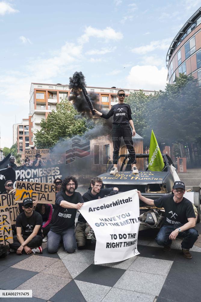 Protest Against ArcelorMittal, 2024 Olympics Partner - Toulouse