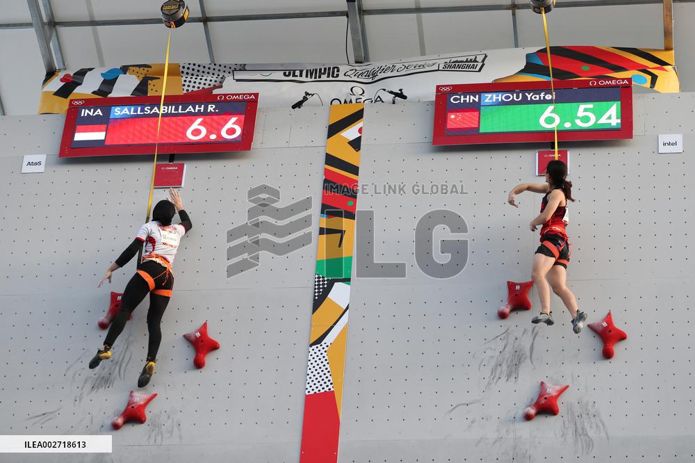 (SP)CHINA-SHANGHAI-OLYMPIC QUALIFIER SERIES SHANGHAI-SPORT CLIMBING-WOMEN'S SPEED (CN)