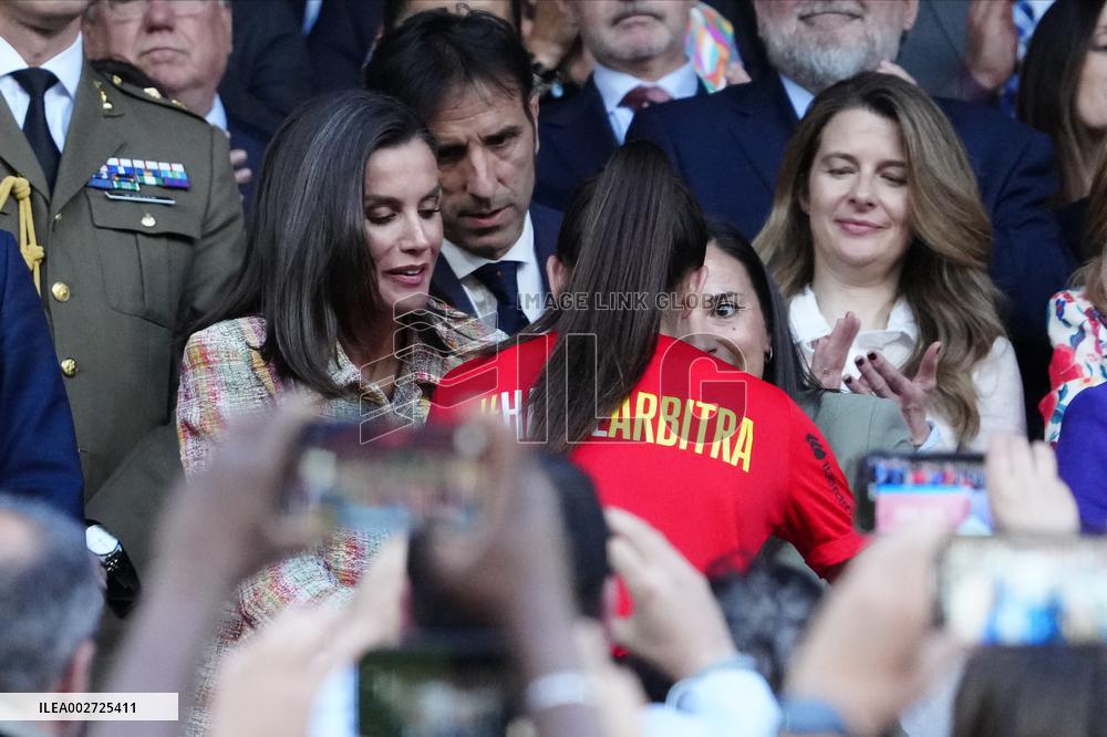 Queen Letizia Attends Spanish Queen's Cup Final Match - Zaragoza