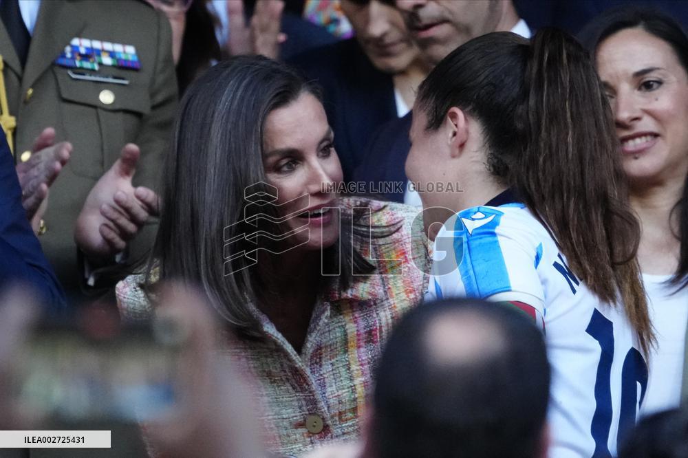Queen Letizia Attends Spanish Queen's Cup Final Match - Zaragoza