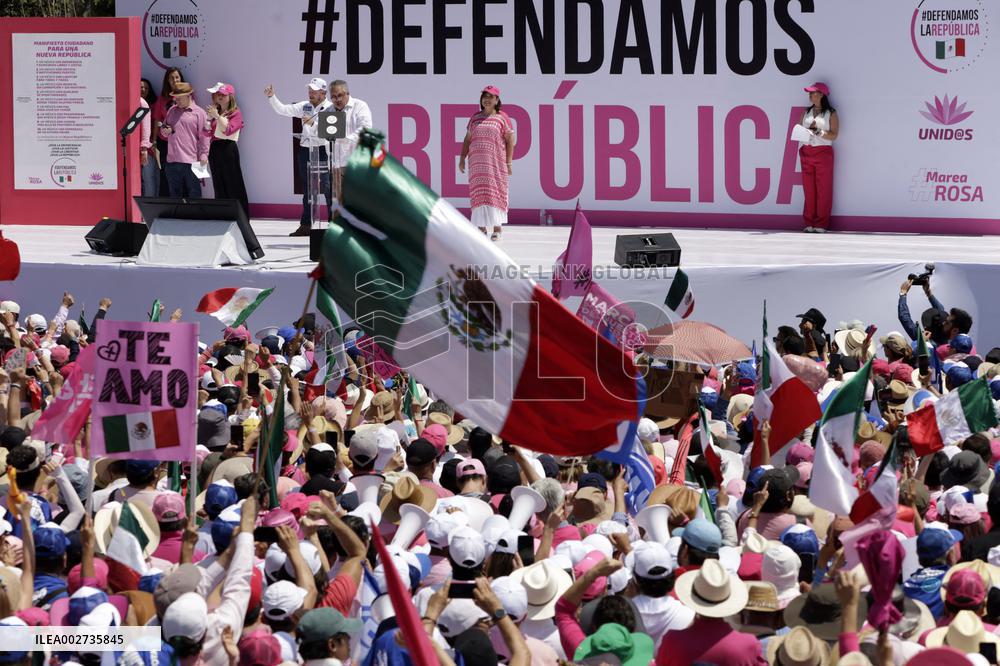 Marea Rosa Rally Supporting Candidate Xochitl Galvez - Mexico