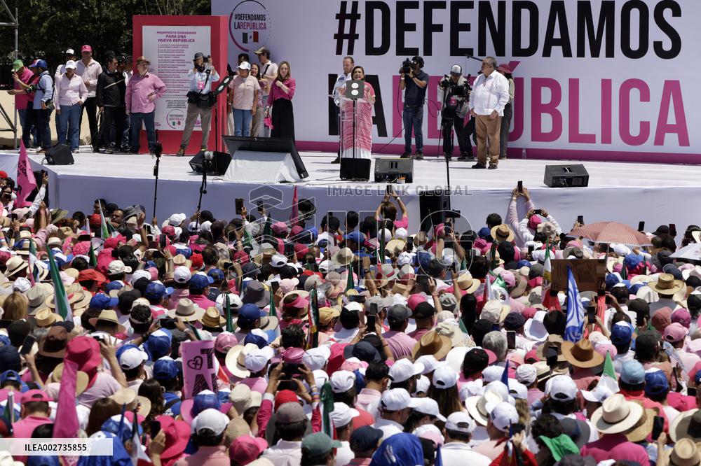 Marea Rosa Rally Supporting Candidate Xochitl Galvez - Mexico