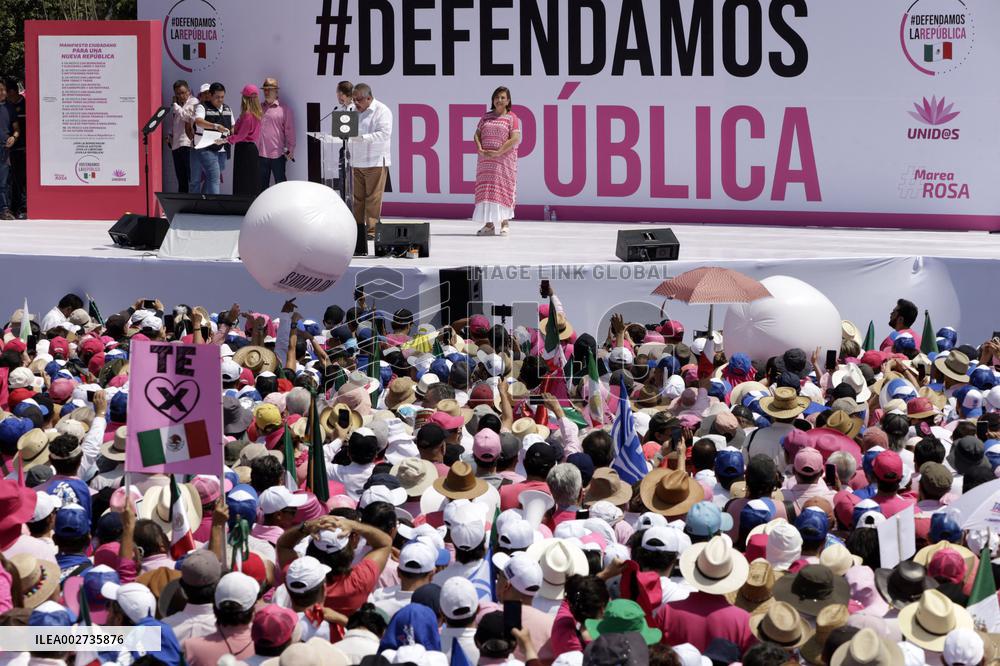 Marea Rosa Rally Supporting Candidate Xochitl Galvez - Mexico