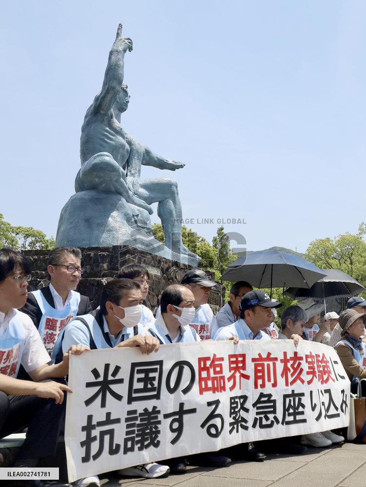 Protest in Nagasaki against U.S. subcritical nuclear test