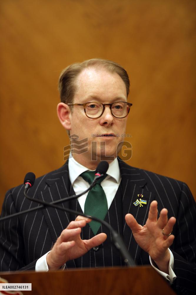 JORDAN-AMMAN-FM-SWEDEN-FM-MEETING-PRESS CONFERENCE