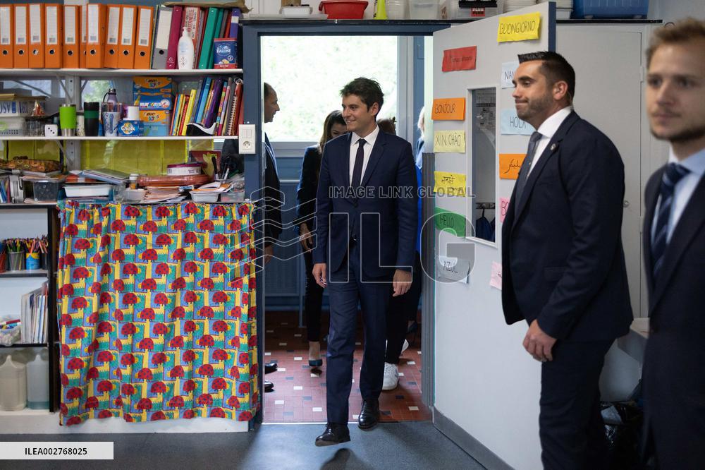 Gabriel Attal and Brigitte Macron Visit a School - Antony