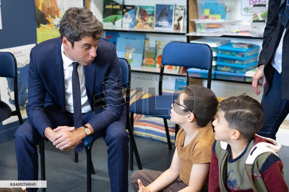 Gabriel Attal and Brigitte Macron Visit a School - Antony