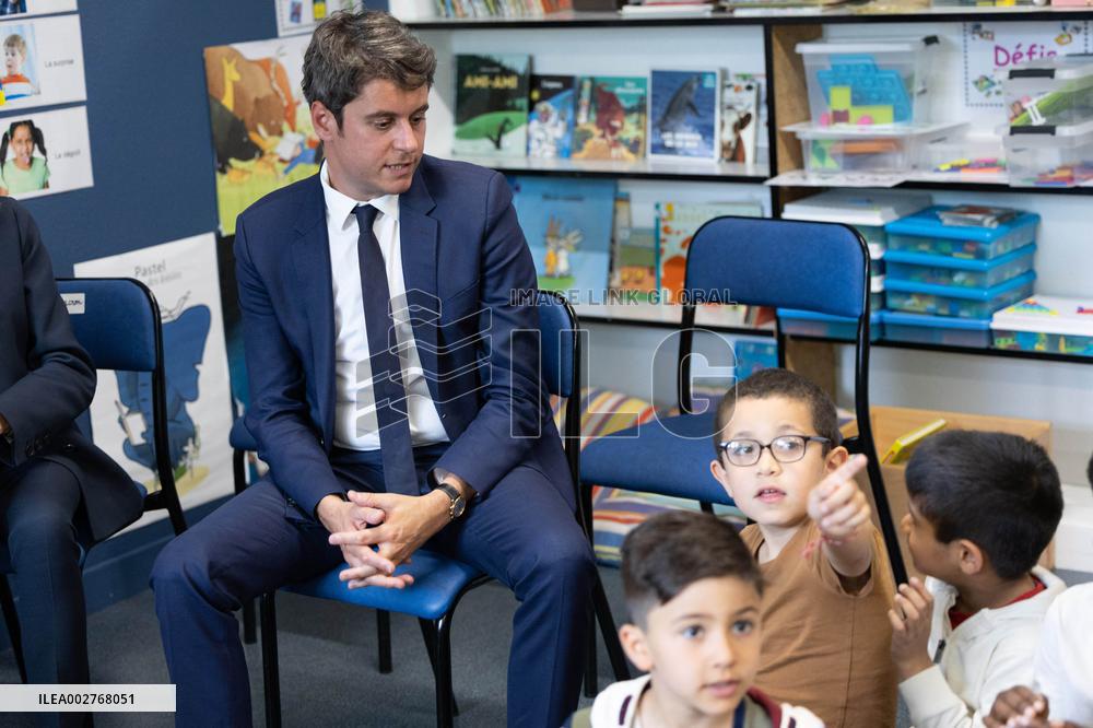Gabriel Attal and Brigitte Macron Visit a School - Antony
