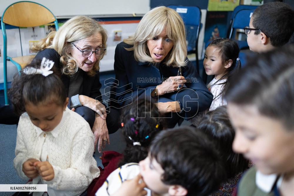 Gabriel Attal and Brigitte Macron Visit a School - Antony