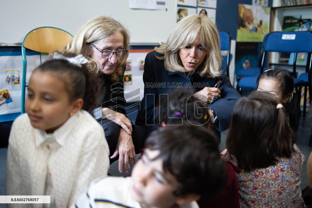 Gabriel Attal and Brigitte Macron Visit a School - Antony