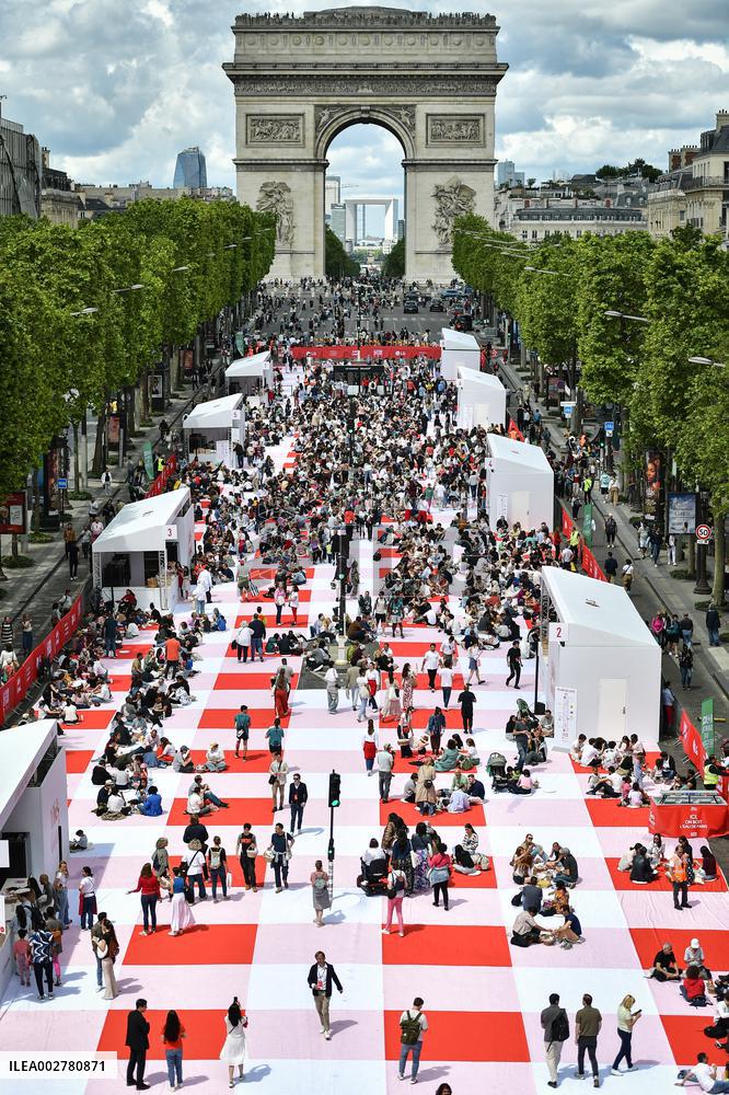 Grand picnic on the Champs-Elysees in Paris FA