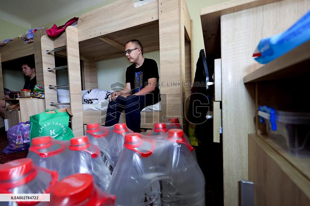 Displaced people live in Kharkiv hostels