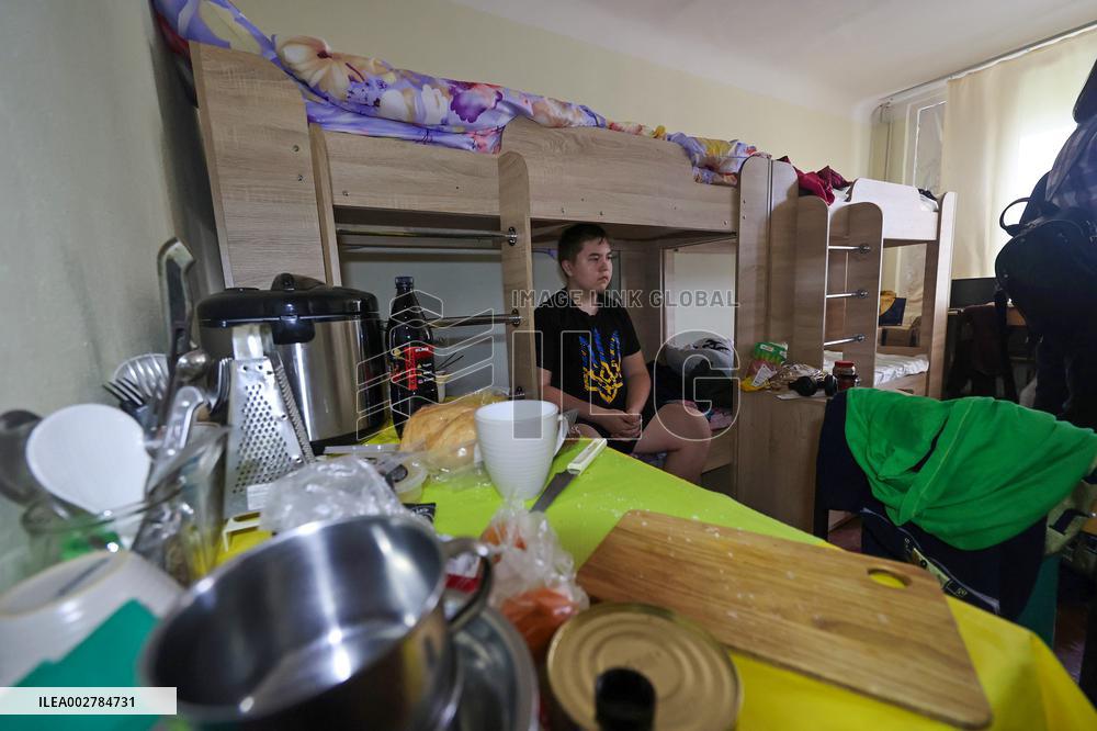 Displaced people live in Kharkiv hostels