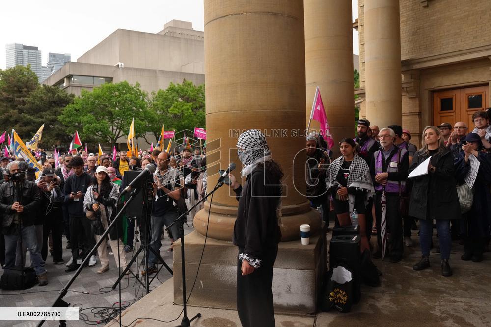 Pro-Palestine Rally On the University Of Toronto Campus