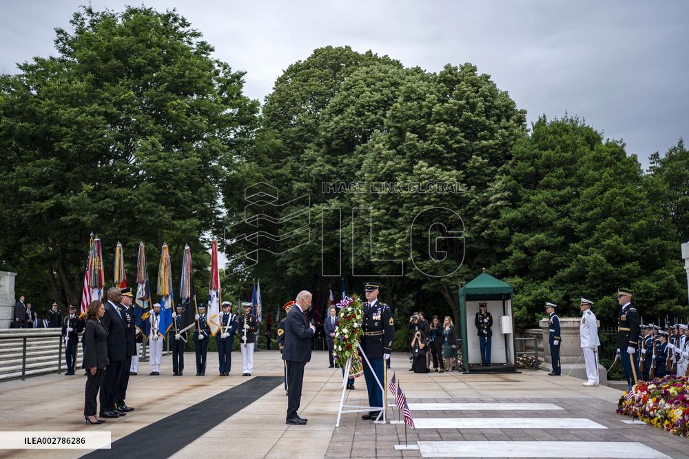 President Biden Visits Arlington National Cemetery On Memorial Day