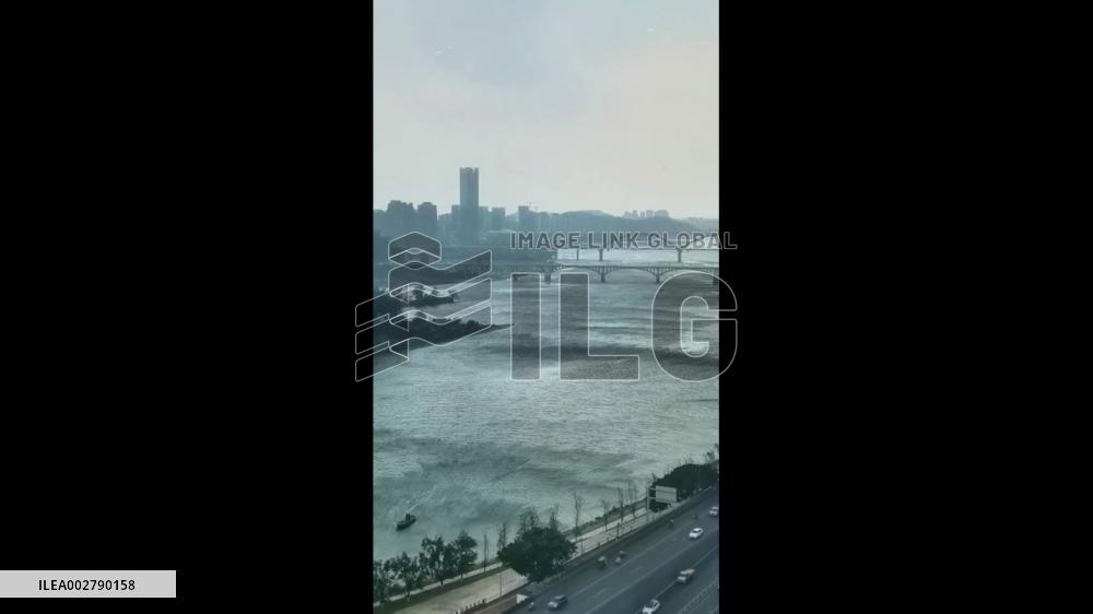 China: Strange Waves On River Captured As Sky Darkens In Nanchong, Sichuan