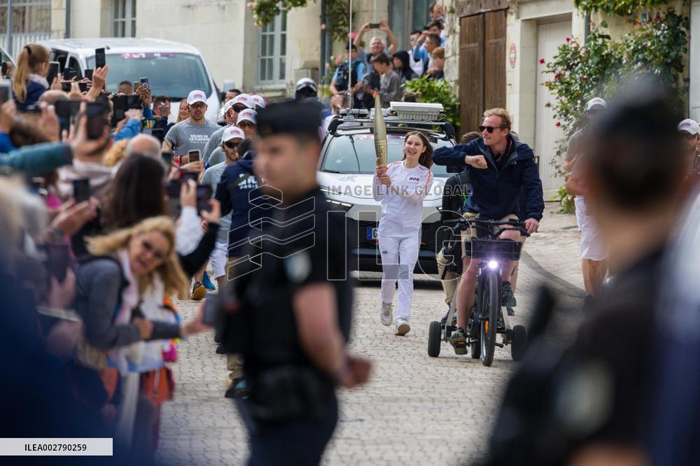 Olympic Flame Passes Through Maine Et Loire - France