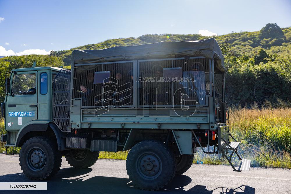 Gendarmes Clear A Roadblock - New Caledonia