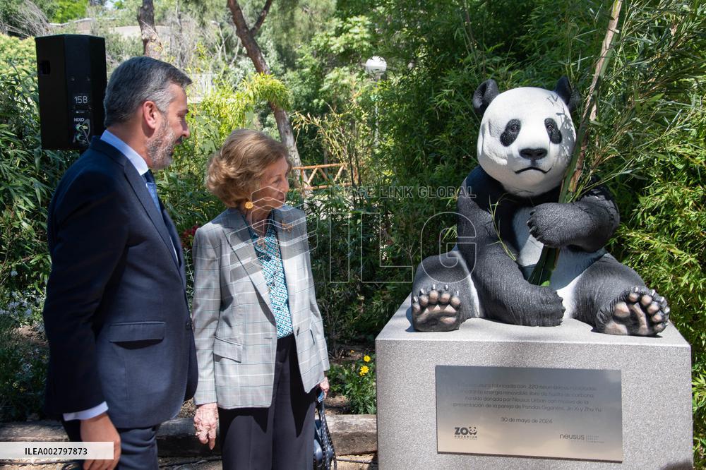 Queen Sofia Attends Presentation Of Two New Pandas At Zoo - Madrid